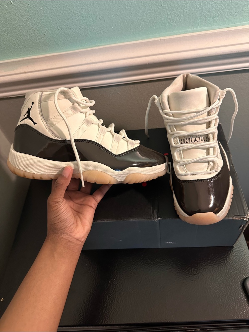 Jordan Retro 11 Neapolitan Patient Leather Sneakers